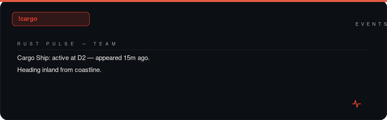 Rust team chat showing !cargo reply with current grid and last-seen time