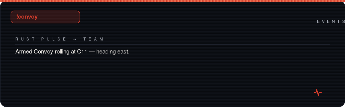 Rust team chat showing !convoy reply