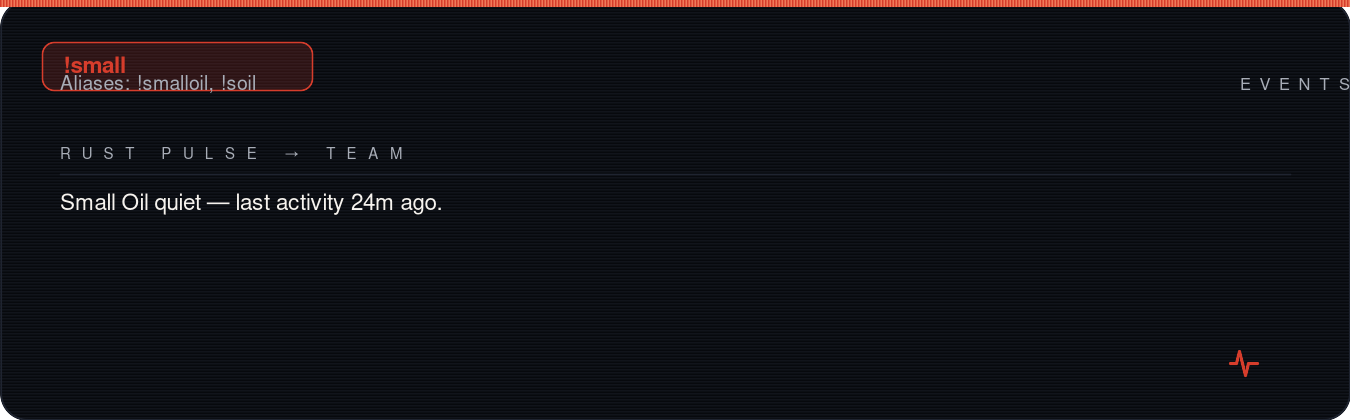 Rust team chat showing !small reply